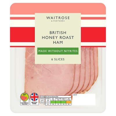 Waitrose honey roast ham without nitrites 120g, imported from the UK