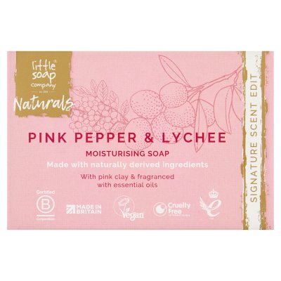 Little Soap Co pink pepper and lychee soap bar 100g (British brand)