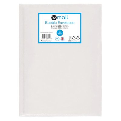 Nu padded envelopes pack of 3 medium (British brand)