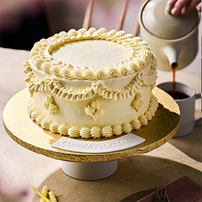 Waitrose vintage style lemon and raspberry Lambeth cake (British brand)