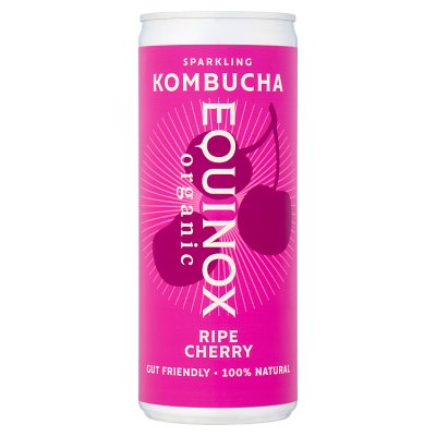 Equinox organic cherry kombucha 250ml can (British brand)