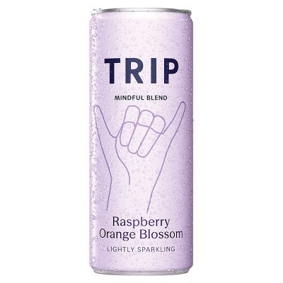 TRIP Raspberry Orange Blossom sparkling drink 330ml, imported from the UK