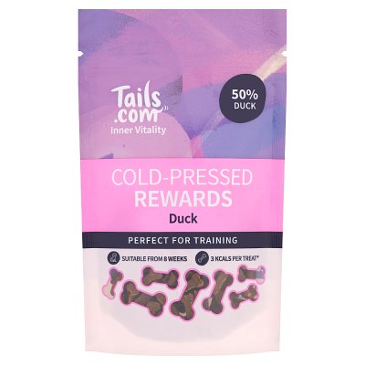 Tails.com duck-flavoured dog treats 70g, imported from the UK