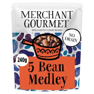Merchant Gourmet five bean medley 240g pouch, imported from the UK