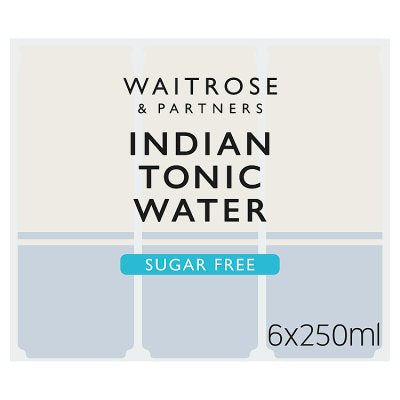 Waitrose sugar free Indian tonic water cans 6x250ml (British brand)