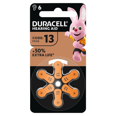 Duracell hearing aid batteries size 13 6s - British product