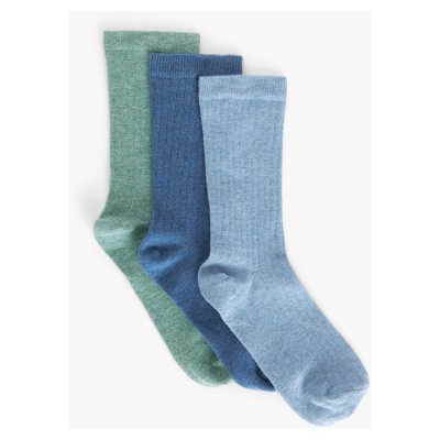 Women's blue rib marl socks 3-pack size 3 (British brand)