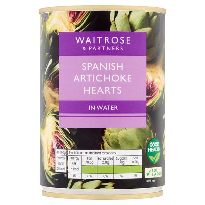 Waitrose Spanish artichoke hearts in water 390g, UK version