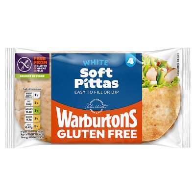 Warburtons gluten free white pitta breads 240g, imported from the UK