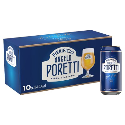 Poretti lager beer 10x440ml cans in snap pack, UK packed (British brand)