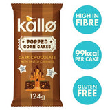 Kallo dark chocolate salted caramel popped corn cakes 124g, UK version