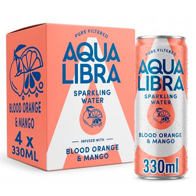 Aqua Libra blood orange and mango sparkling water 4x330ml, UK version