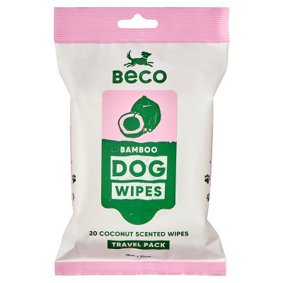 Beco coconut scented bamboo dog wipes 20 pack, UK version