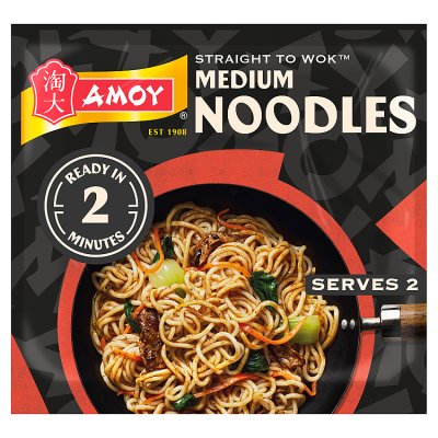 Amoy medium straight to wok noodles 2x150g, UK version