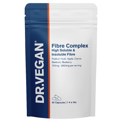 Dr Vegan fibre complex capsules with psyllium husk 60 count (British brand)