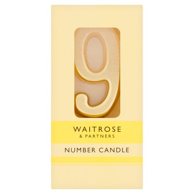 Waitrose number 9 cake candle single - British product