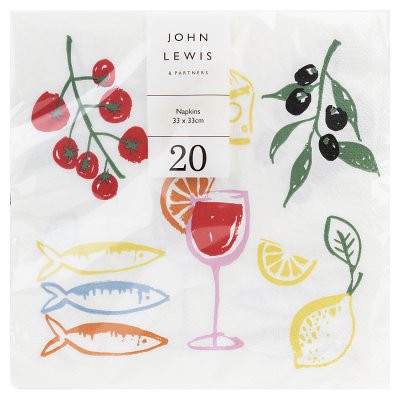 John Lewis Alfresco napkins 33cm, 20 pack, 3ply, imported from the UK
