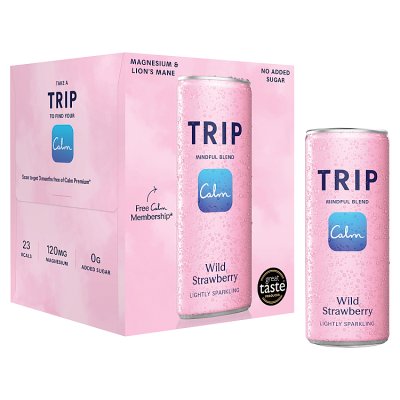 TRIP Wild Strawberry functional drink 4x250ml cans, imported from the UK