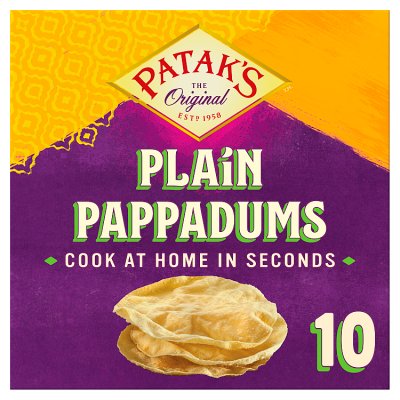 Patak's plain cook at home pappadums 10 pack, UK version