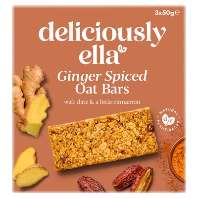 Deliciously Ella ginger spiced oat bars 3x50g, imported from the UK