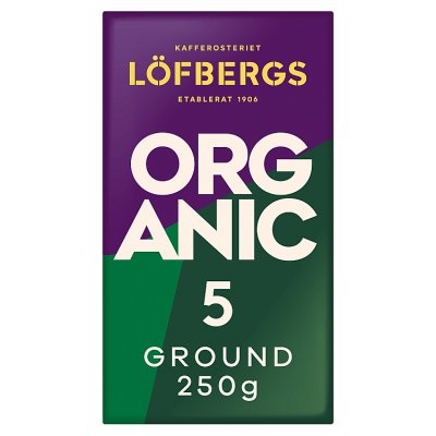 Löfbergs organic dark roast ground coffee 250g, UK version