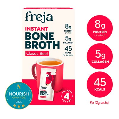 Freja instant beef bone broth 48g, imported from the UK