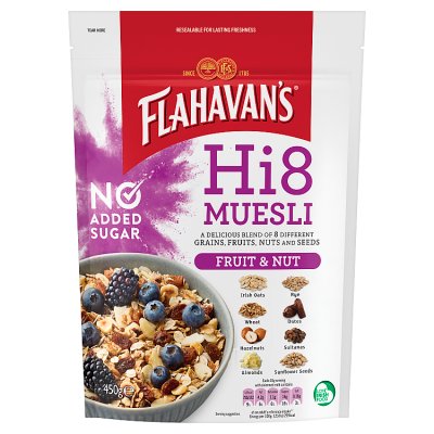 Flahavan's Hi8 muesli fruit and nut 450g (British brand)