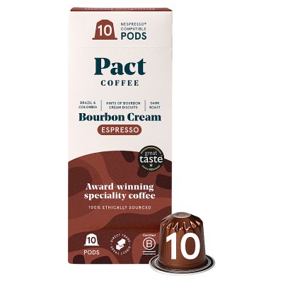 Pact Coffee Bourbon Cream espresso pods 10s, imported from the UK