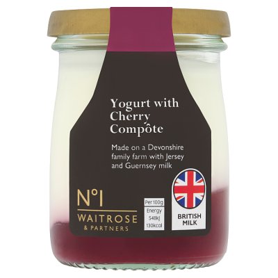 Waitrose No.1 cherry compote yogurt 125g, UK version