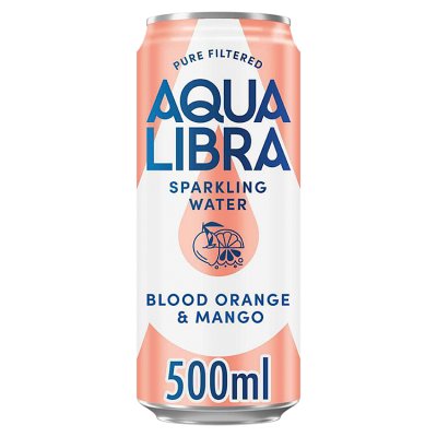 Aqua Libra Blood Orange Mango sparkling water 500ml, imported from the UK