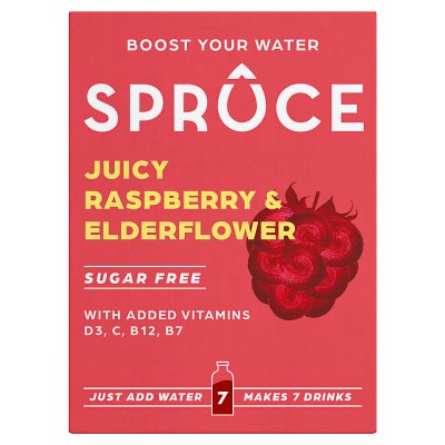 Spruce raspberry and elderflower water enhancer 7 sachets (British brand)