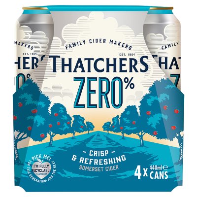 Thatchers Zero cider 4 pack of 440ml cans (British brand)
