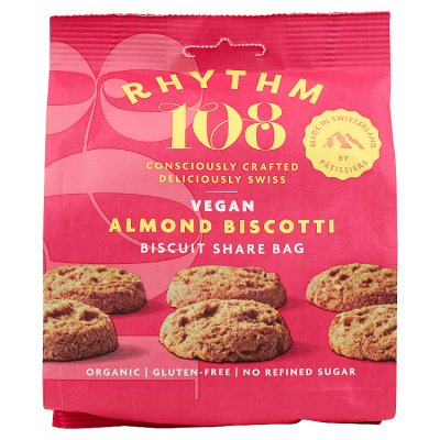 Rhythm108 Swiss vegan almond biscotti 135g, UK version