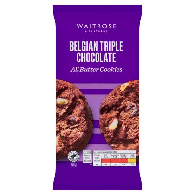 Waitrose Belgian Triple Chocolate all butter cookies 200g, UK version