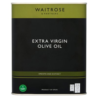Waitrose extra virgin olive oil 2 litre tin (British brand)