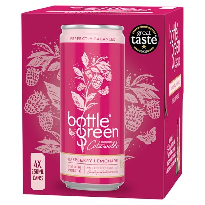 Bottlegreen raspberry lemonade soft drink 4x250ml (British brand)