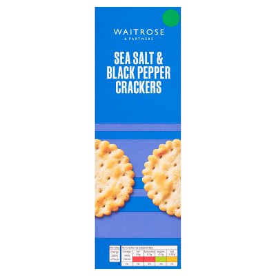 Waitrose sea salt and black pepper crackers 185g, imported from the UK