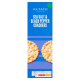 Waitrose sea salt and black pepper crackers 185g, imported from the UK