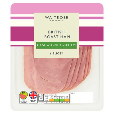 Waitrose roast ham without nitrites 120g, UK version