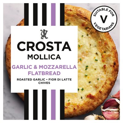 Crosta Mollica roast garlic mozzarella flatbread 229g, imported from the UK