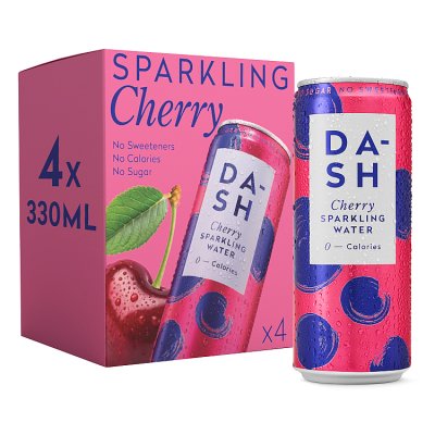 DASH Water cherry sparkling water 4x330ml, imported from the UK