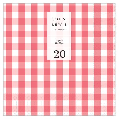 John Lewis red check napkins 33cm 20 pack - British product