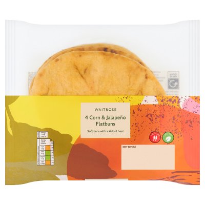 Waitrose corn and jalapeno flatbuns 4 pack, UK version