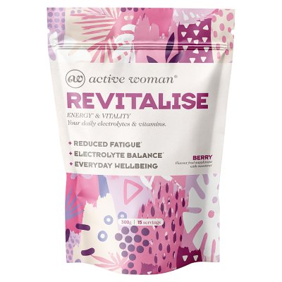 Active Woman Revitalise electrolyte powder berry 300g, imported from the UK