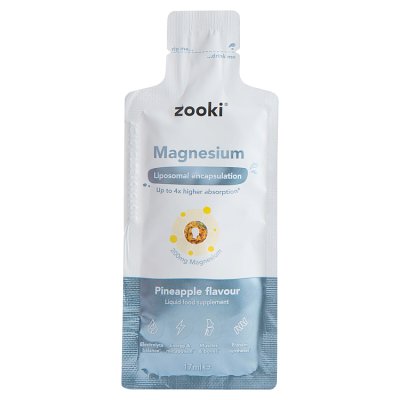 Zooki liposomal magnesium supplement pineapple flavour 15ml sachets, imported from the UK