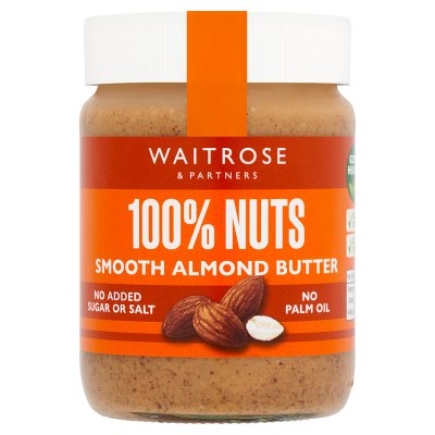 Waitrose smooth almond butter 340g jar (British brand)