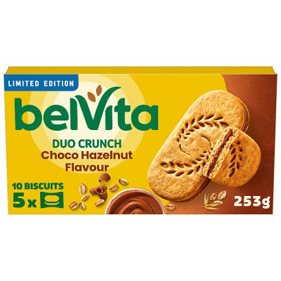 Belvita Duo Crunch chocolate hazelnut biscuits 5x50.6g, UK version