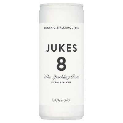 Jukes 8 sparkling rosé alcohol-free can 250ml (British brand)
