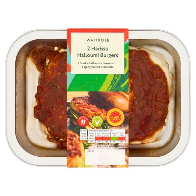 Waitrose BBQ harissa halloumi burgers 250g - British product