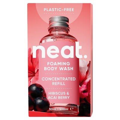 Neat foaming body wash refill hibiscus and acai berry 50ml (British brand)